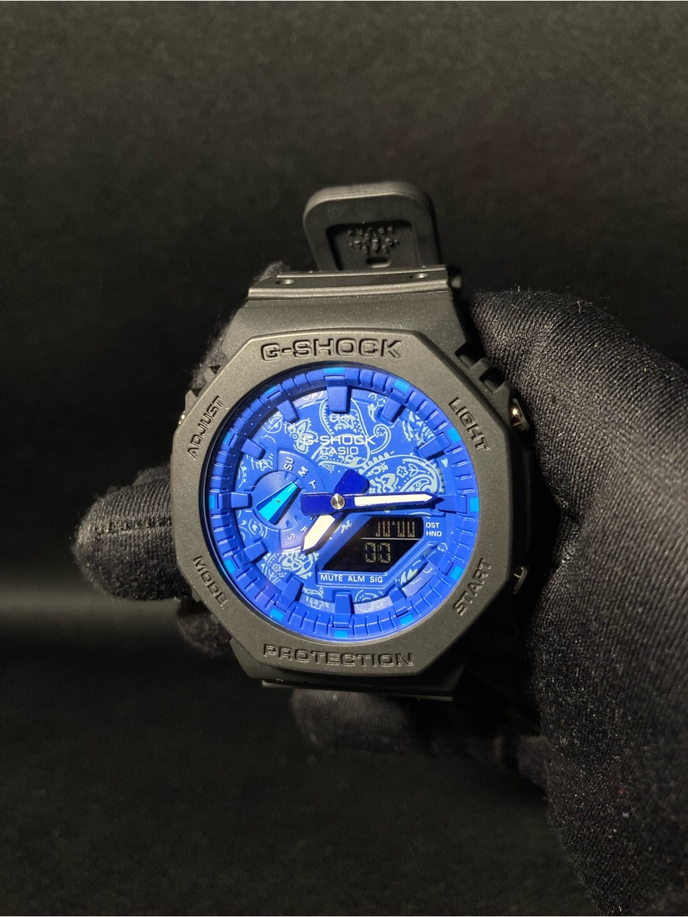 Custom G Shock black and blue Model GA2100